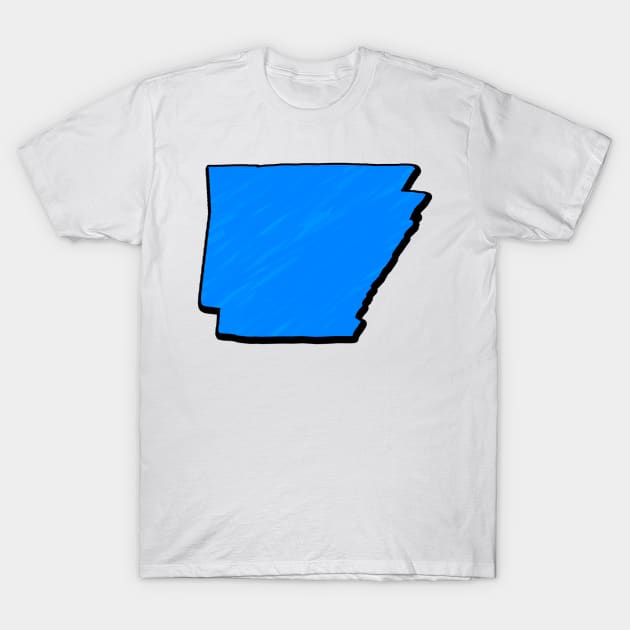 Bright Blue Arkansas Outline T-Shirt by Mookle